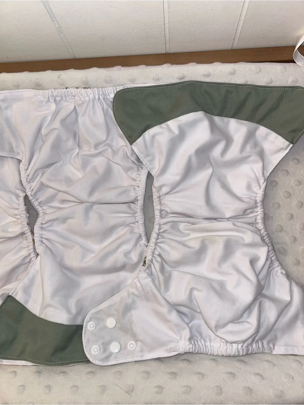 Olive Green & White Baby Cloth Diaper Cover with Animal Print